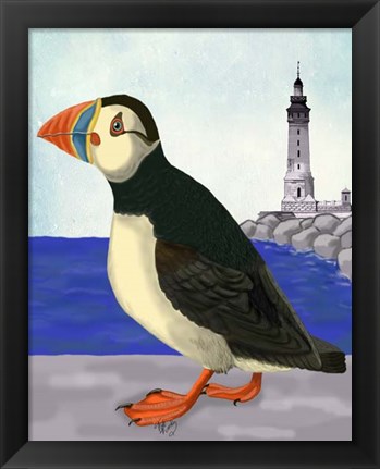 Framed Puffin On the Quay Print