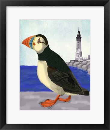 Framed Puffin On the Quay Print