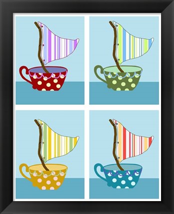 Framed Teacups at sea Print