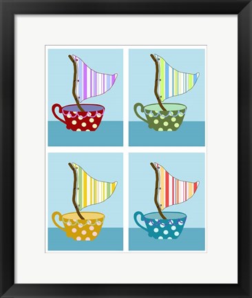 Framed Teacups at sea Print