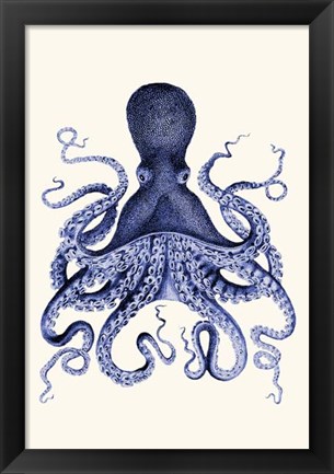 Framed Blue Octopus 3 Print