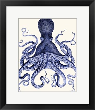 Framed Blue Octopus 3 Print