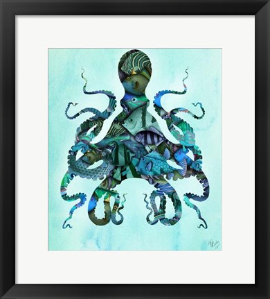 Framed Blue Fishy Octopus Print