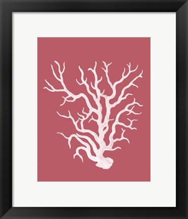 Framed Corals White on Coral a Print