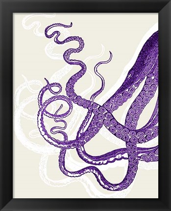 Framed Octopus Tentacles Purple And White Print