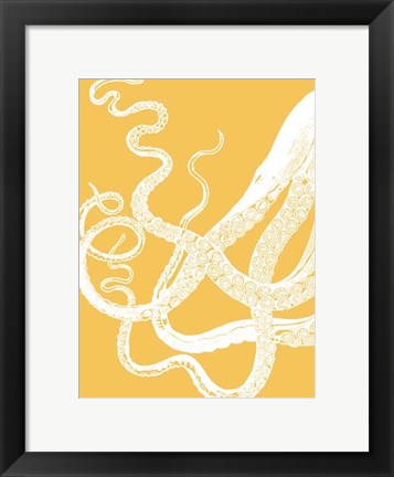 Framed Octopus Tentacles White On Mustard Print