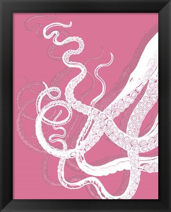 Framed Octopus Tentacles White On Pink Print