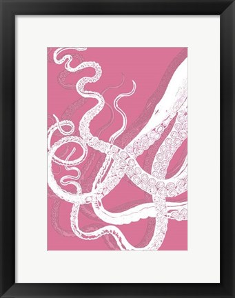 Framed Octopus Tentacles White On Pink Print