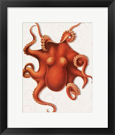 Framed Octopus 4 Orange Print