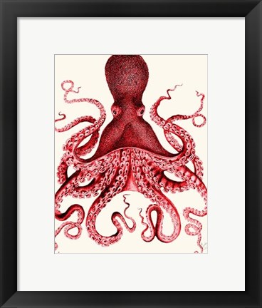 Framed Red Octopus 3 Print