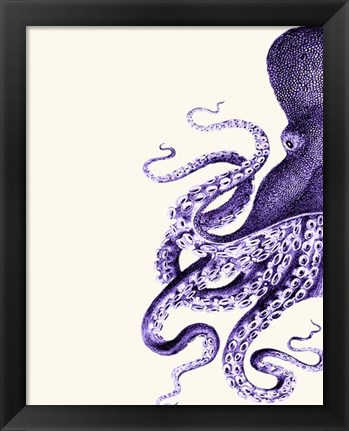 Framed Octopus Purple and Cream a Print