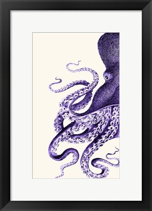 Framed Octopus Purple and Cream a Print