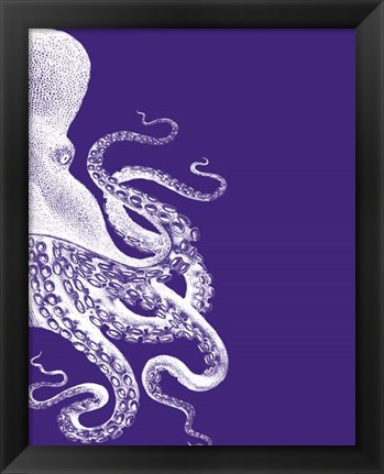 Framed Octopus Purple and Cream b Print