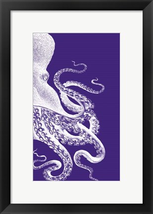 Framed Octopus Purple and Cream b Print