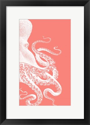 Framed Octopus Coral and Cream b Print