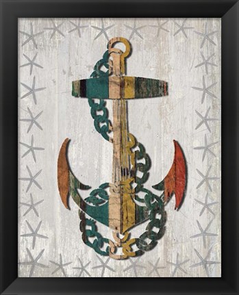 Framed Distressed Wood Style Anchor 1 Print