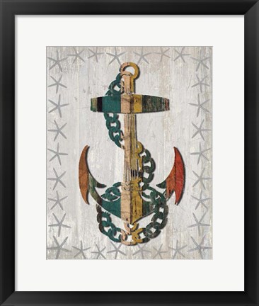 Framed Distressed Wood Style Anchor 1 Print