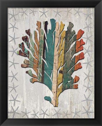 Framed Distressed Wood Style Coral 1 Print