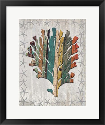 Framed Distressed Wood Style Coral 1 Print