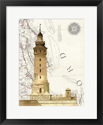 Framed Lighthouse On Rock Print