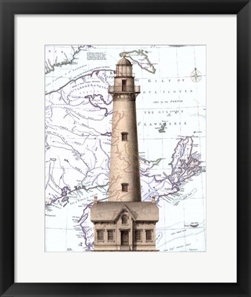 Framed Lighthouse and Cottage Print