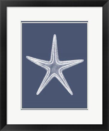 Framed Mixed Nautical White on Indigo Blue a Print