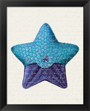 Framed Starfish in Shades of Blue a Print