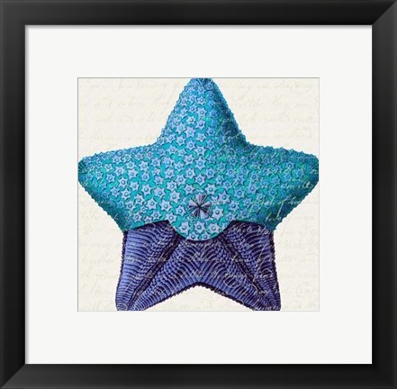 Framed Starfish in Shades of Blue a Print