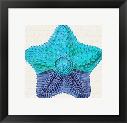 Framed Starfish in Shades of Blue c Print