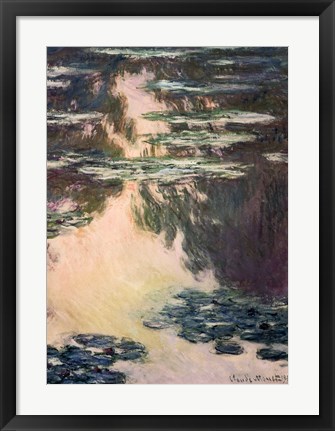 Framed Waterlilies with Weeping Willows, 1907 Print