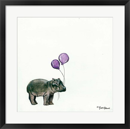 Framed Nursery Hippo Print