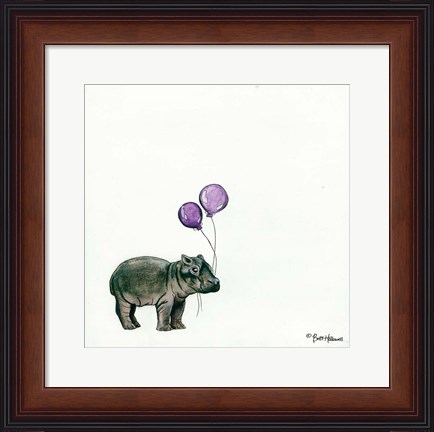 Framed Nursery Hippo Print