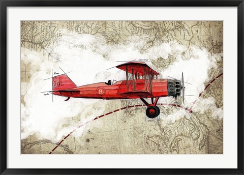 Framed Biplane 3 Print