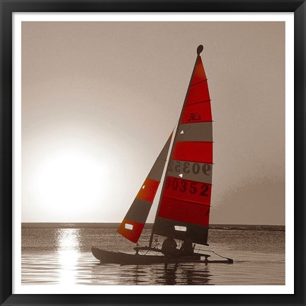 Framed Sailboat Sunset Print