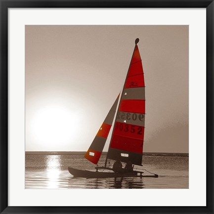 Framed Sailboat Sunset Print