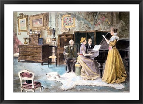 Framed Rehearsal At Meyerbeers Home Print