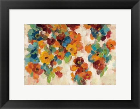 Framed Spice and Turquoise Florals Print