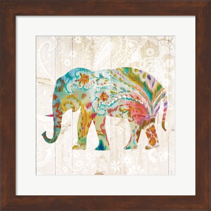 Framed Boho Paisley Elephant II Print