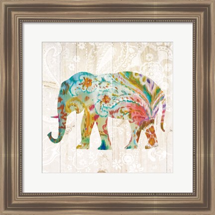 Framed Boho Paisley Elephant II Print