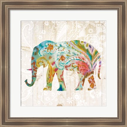 Framed Boho Paisley Elephant II Print