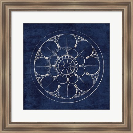 Framed Rosette III Indigo Print