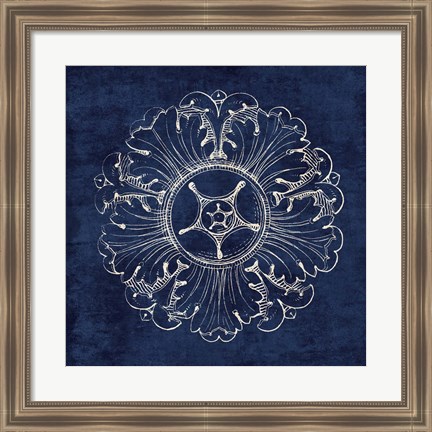 Framed Rosette VI Indigo Print