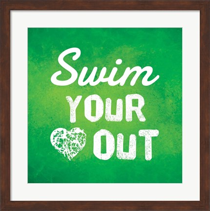 Framed Swim Your Heart Out - Green Print