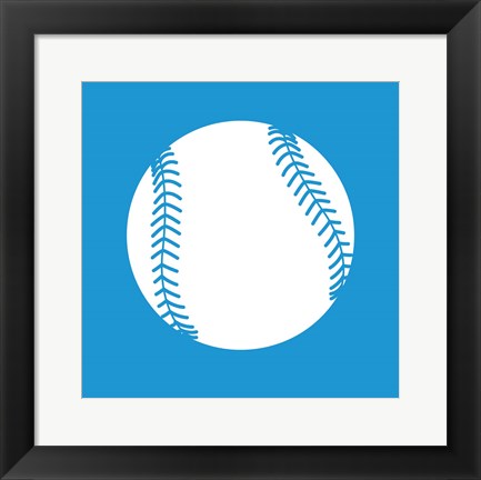 Framed White Softball on Blue Print