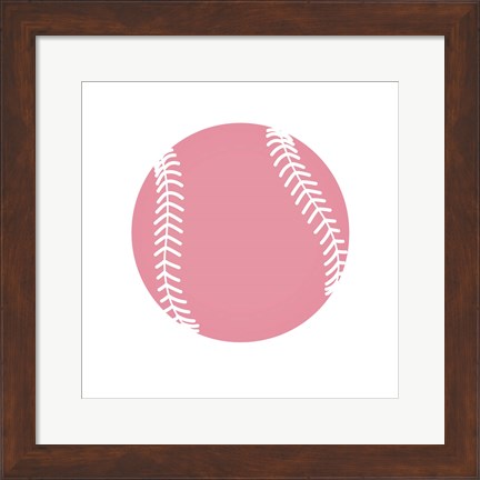 Framed Baby Pink Softball on White Print