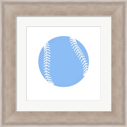 Framed Blue Softball on White Print