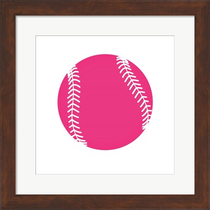 Framed Pink Softball on White Print