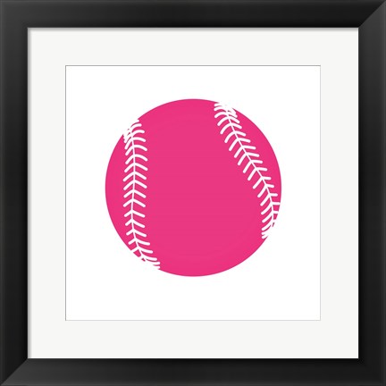 Framed Pink Softball on White Print