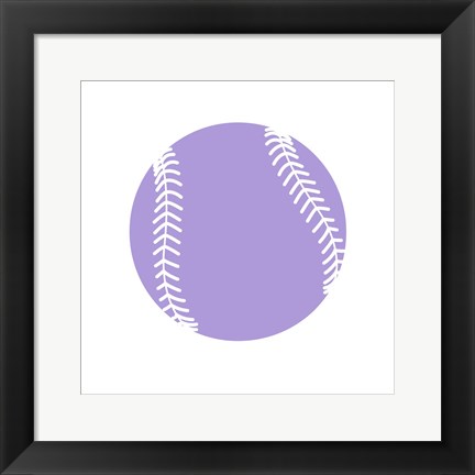 Framed Purple Softball on White Print