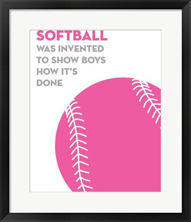 Framed Softball Quote - Pink on White Print